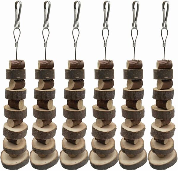 LWINGFLYER 6pcs Small Animal Chews Toy Natural Apple Wood Block Cage Hanging Molars Treats Snack for Hamsters Rabbits Bunny Bird Parrots Chinchilla Guinea Pig Gerbils Squirrels