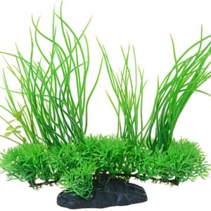 Saim Aquarium Plants Plastic Artificial Aquarium Long Leaf Plant Decor Fish Tank Ornament Green Yellow 7.9" Height 1 Pcs