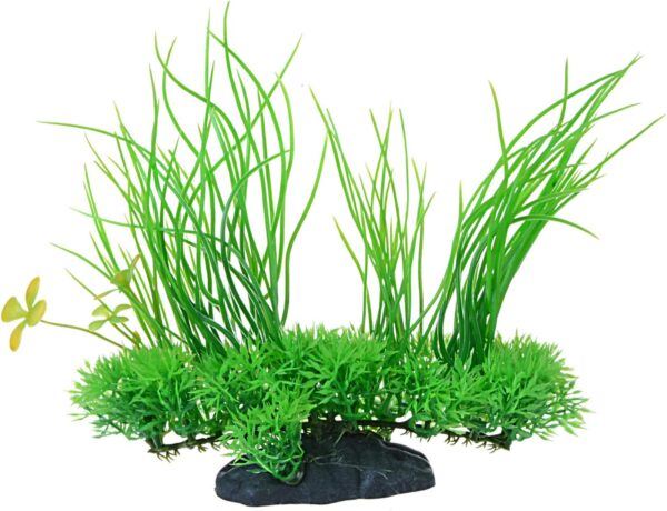 Saim Aquarium Plants Plastic Artificial Aquarium Long Leaf Plant Decor Fish Tank Ornament Green Yellow 7.9" Height 1 Pcs