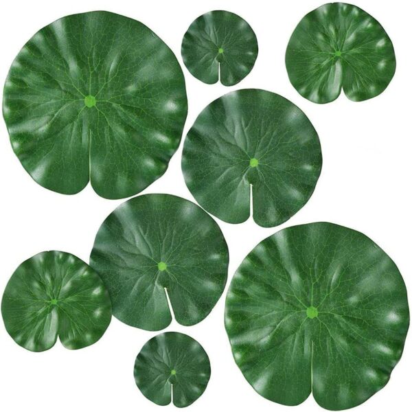 YANGWEN 8 PCS Artificial Floating Foam Lotus Leaves Floating Foam Water Lily Pads for Home Garden Ponds Pool Aquarium Fish Tank Landscape Decorations,4 Size