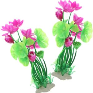 Yardwe 2pcs Aquarium Decorative Lotus Fish Tank Plant Pe Aquarium Lotus Decoration Tropical Fish Tank Plants or