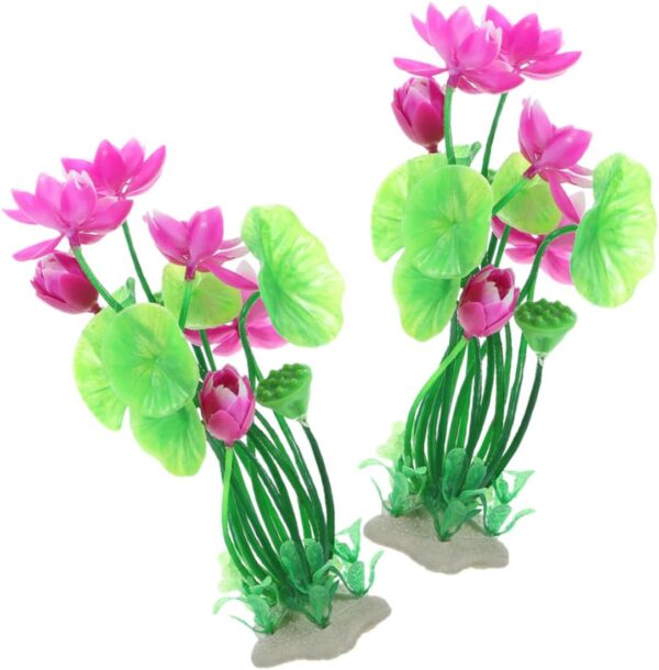 Yardwe 2pcs Aquarium Decorative Lotus Fish Tank Plant Pe Aquarium Lotus Decoration Tropical Fish Tank Plants or