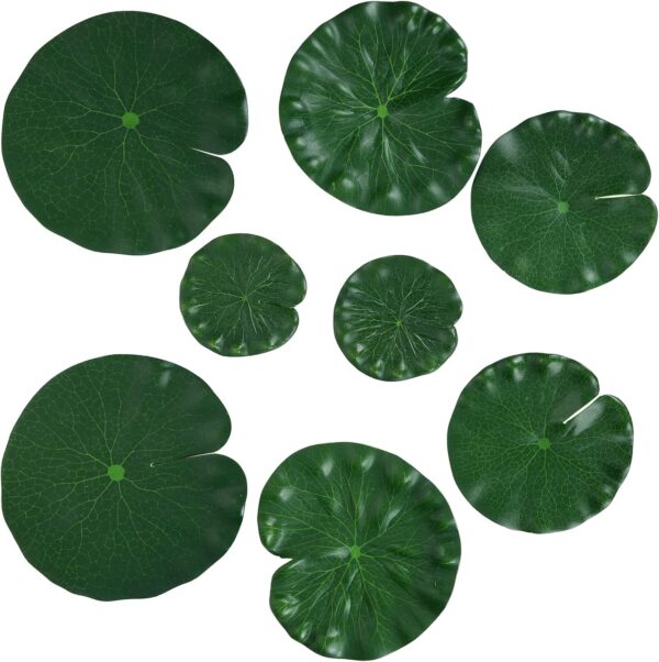 cobee Artificial Lily Pads Leaves, 8 Pieces Foam Lotus Leaves Realistic Floating Lotus Leave Aquarium Fish Tank Decor Water Lily Pads for Home Garden Ponds Pool Landscape Decoration