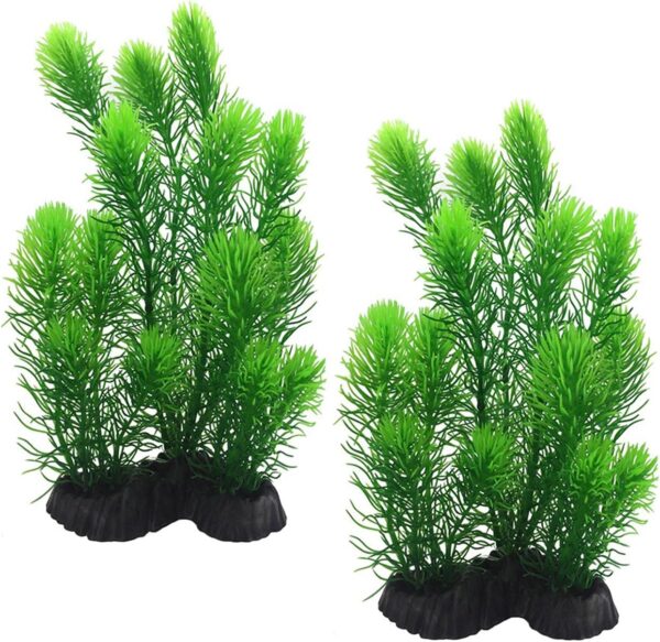 sinzau Aquarium Plant, Artificial Fish Tank Plants Decoration, 28cm, Green, 2 Pieces