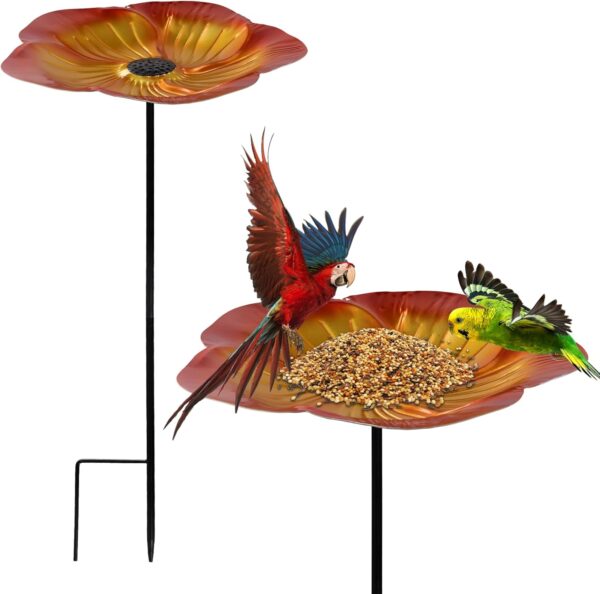 1 PCS Bird Bath For Garden, Golden Brown Freestanding Birdbaths Bowl for Outdoor, Detachable Outdoor Bird Feeder with Sturdy Metal Stake