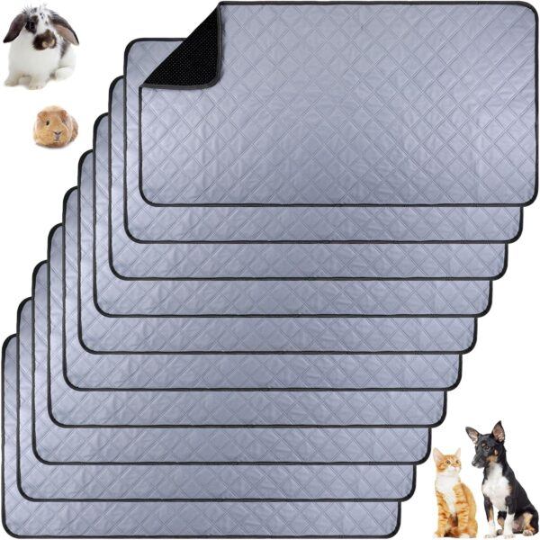 10 Pieces Bulk Guinea Pig Pee Pad Reusable Washable Guinea Pig Cage Liners Guinea Pig Fleece Bedding Absorbent Guinea Pig Accessories Non Slip Guinea Pig Mats for Cages (24 x 47 Inches)