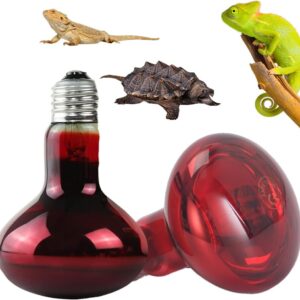 Hojalis 2 Pcs Infrared Heat Lamp Bulb, 100W Reptile Red Bulb Heat Lamp, Basking Spot Light Bulb, Tortoise Heat Lamp Bulb, Infrared Reptile Heat Lamp Bulb for Reptile, Lizard, Amphibian, Spider, Snake