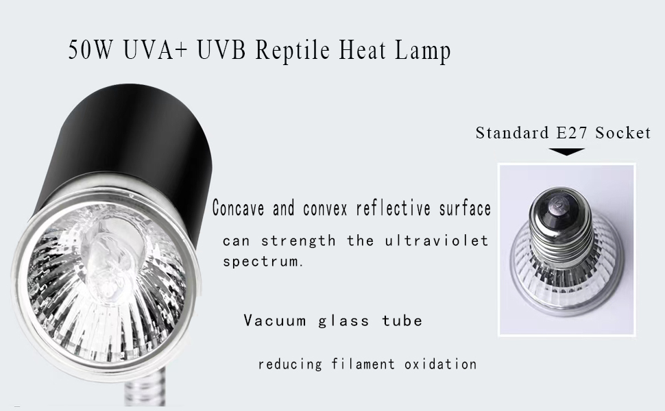 50w Reptile Heat Lamp Bulb UVA Sun Light for Reptile UVB basking sunlight lamp Amphibian