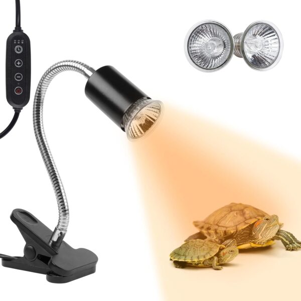 LUCKY HERP Tortoise Heat Lamp Aquarium, Reptile UVA UVB Basking Light(Bulb 50W 2Pack), E27 Turtle Lamp Dimmable Holder for Reptile Terrarium