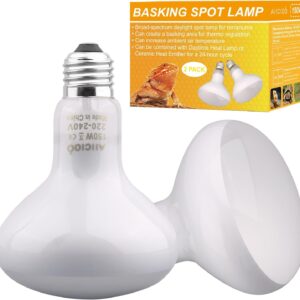 AIICIOO Reptile Basking Lamp Bulb Flood Light Basking Bulb 150W Daylight Basking Bulb Heat Bulb Reptile for Lizard Snake Turtle 2 Pack White