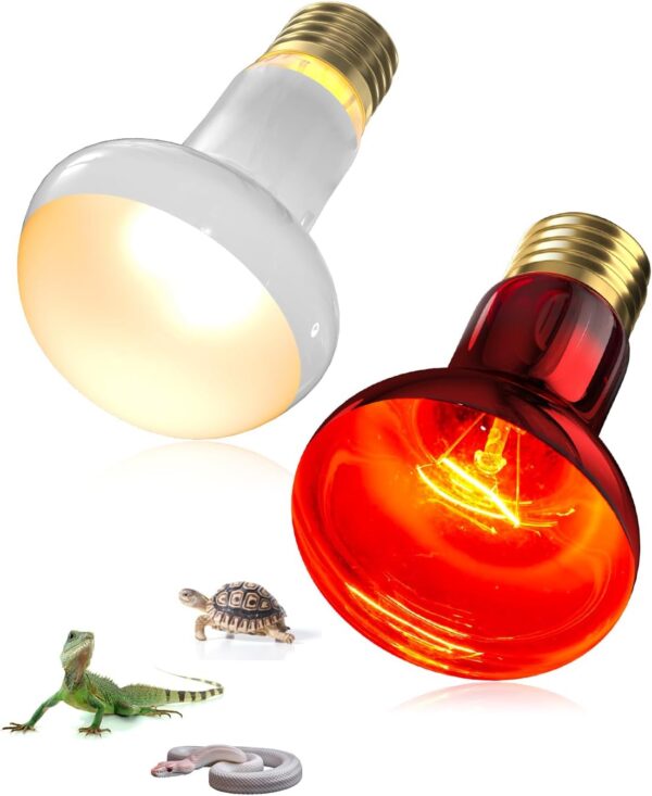 TobeBright Reptile Heat Lamp,75W UVB UVA Light for Reptiles,E27 Day & Night Basking Bulb,Red Basking Light Reptile Night Heat Bulb for Bearded Dragon, Lizard,Turtle, Snake