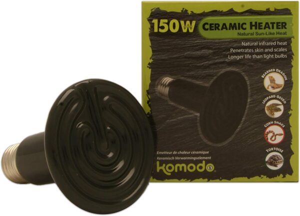 Komodo Ceramic Heat Emitter, 150 Watt, Black