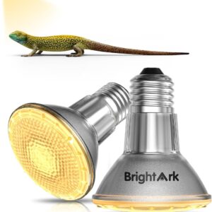 BrightArk 60W Reptile Heat Lamp Bulb E27 PAR20 Tortoise Heat Lamp Warm White 2700K Dimmable Heat Lamp Bulb for Puppies/Reptiles/Tortoise/Lizards/Snakes/Bearded/Dragon/Chicks (2 Pack)