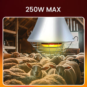 250W Poultry Heat Lamp for Chicks, Infrared Heat Lamp Holder 2 Modes Hign/Low Switch