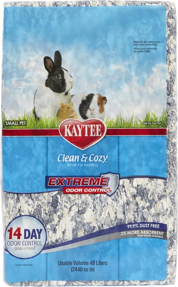 Kaytee Clean & Cozy Extreme Odour Control Super Absorbent Paper Bedding for Cages, Hamster, Gerbil, Mice, Guinea, 40 Litre