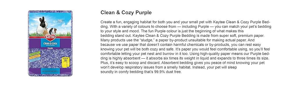 Kaytee Clean & Cozy Bedding Purple image of pack with description