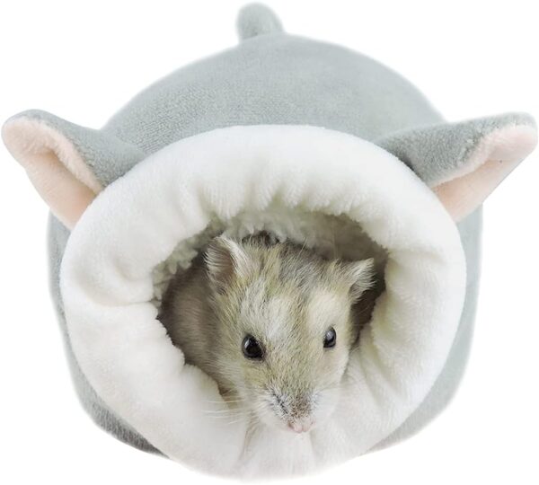 Andiker Hamster Bed, Mini Soft and Warm Hamster House Cute Non-slip Hamster Sleeping nest Small Animals Bedding House for Mini Hedgehogs, Dwarf Hamsters and Small Pets (Grey)