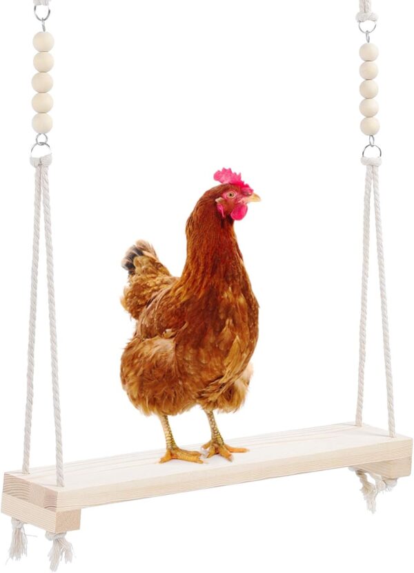 Chicken Swing Wooden Chicken Hanging Swing Toys Climbing Stand Ladder Training Toys for Hens Medium Large Bird Parrot