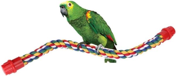 Bird Rope Perches, Bird Spiral Rope Perch, Cotton Parrot Swing Climbing Standing Toys Parrot Cage Toys(S)