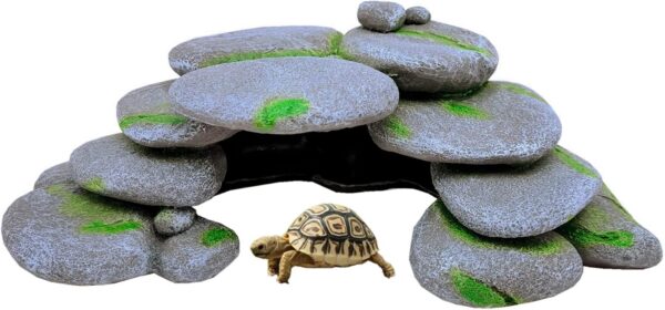 M2cbridge Reptile Hide Resting Step Ledge Cave Hideout Turtle Basking Platform – Great for Reptiles, Amphibians, and Fish (Pebble Arch Cave)