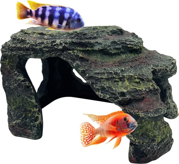 Mascot Pets Reptile Rock Cave Terrarium Hide Vivarium Decor Basking Platform Aquarium Fish Tank Hideaway Slate Rock Tortoise Fish Tank Lizzard Gecko