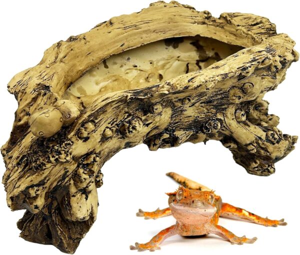 Hamiledyi Reptile Hide Cave Resin Bark Reptile Hideouts Simulation Tree Trunk Hideout Gecko Tank Accessories Terrarium Decor for Hermit Crabs Leopard Gecko Lizard Bearded Dragon(11.81" L x 4.72" H)