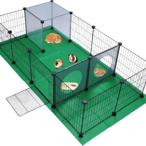 JUNGLE STONE Pet Playpen, Small Animals Cage, Pet Exercise Fence with Mat, DIY Iron Mesh Panel, Interesting Game Holes Design, Ideal for Puppy,Rabbit,Kitten,Hamster,Guinea Pig,Hedgehog