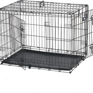 SILVER VALLEY Dog Crate Dog Cage from Small to Large, Pet Dog Puppy Cat Training Cage Crate with 2 Doors Easy Clean Removable Plastic Tray (77.5 L x 47cm W x 54.5cm H)