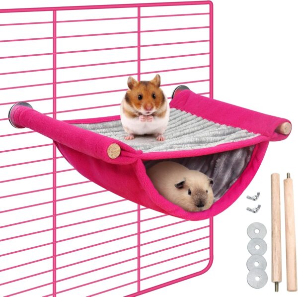 Hamster Hammock House, Mouse Rat Hammock, Washable Guinea Pig Bed Hanging Swing Winter Warm Bed Small Pet Animal Double Layer Suger Glider Cage Tent Hut Nest for Hamster Squirrel Playing Sleeping