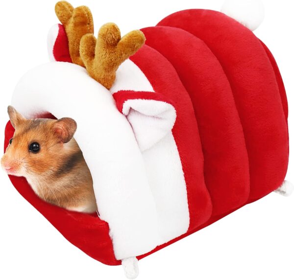 YingBiao Large Hamster Bed,Reindeer Shape Rat Hedgehog Hammock Nest,Guinea Pig Small Animals Bedding House,Winter Warm Cage Tent Hut Pad for Small Pet Sleeping Supplies