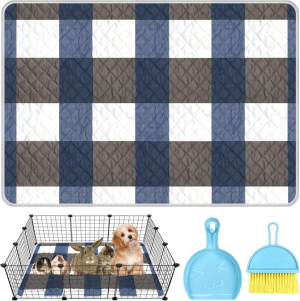 Large Guinea Pig Cage Liner with Cleaning Tool Set Hamster Pee Pad Bedding Washable &Air Dried Pee Pad, Absorbent Rabbit Cage Liner, for Small Animals Chinchillas Rabbits Bunny (31''x 47'')