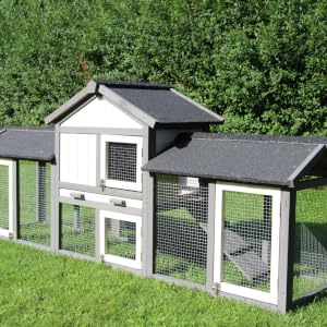 Bramble XL Rabbit Hutch, Guinea Pig Home front view with all doors open. Flat packed easy assemble