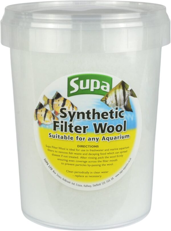 Supa Aquarium Filter Wool 1 Litre, Synthetic Material That Is Ideal For Removing Waste Particles In Both Fish Tanks And Pond Filtration Systems, White, Large