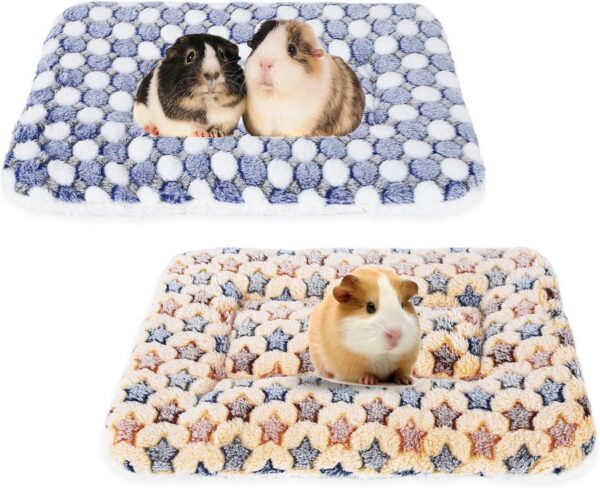 2 Pcs Small Animal Plush Bed Mat 35x27cm Washable Guinea Pig Bed Mat Fluffy Guinea Pig Bedding Mat Sleeping Pad for Bunny Hamster Guinea Pig