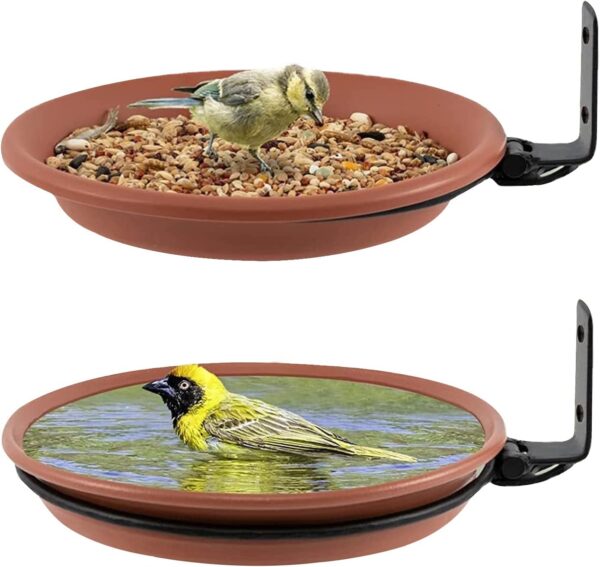 2 Piece Wall Mounted Bird Feeder,Bird Feeder & Bird Bath for Garden,Fence Bird Feeder Tray,Deck Bird Feeder Tray,Attracting Wild Birds,Bird Water Feeder for Installed on Trees,Balcony,Outdoor Walls