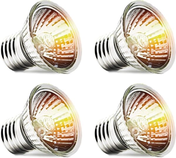 4-Pack E27 Reptile Heating Bulb Dimmable, 50W UVA UVB Full Spectrum Sun Lamp for Lizard, Turtle, Snake, Aquarium, Aquatic Reptile and Amphibian, Sunbathe Heat Lamp