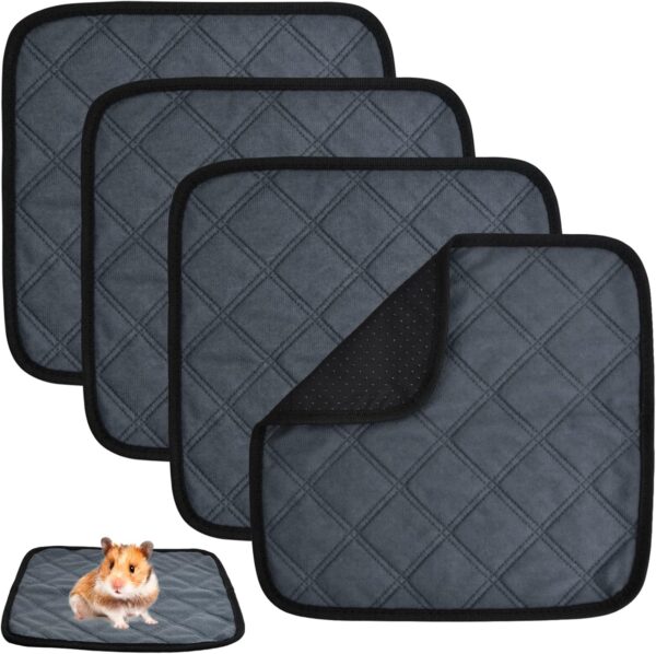 4 Pack Guinea Pig Cage Liners, 30 x 30cm Washable Pet Pee Pads, Anti Slip Small Animals Bedding, Reusable High Absorbent Pet Mat with Waterproof Bottom for Rabbit Hamster Cat Dog Chinchilla Cages