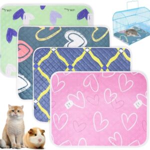 4Pcs Guinea Pig Bedding, Waterproof Reusable Fast Absorbent Puppy Training Pad, Washable Air Dried Pee Mat for Small Animals Rabbit Cat Hamster Dog