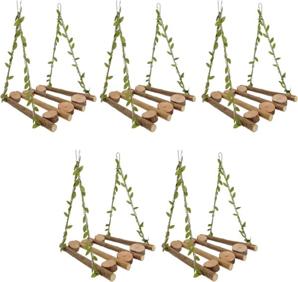 5pcs Bird Swing Perches Stand Media Parrots Stand Swing Natural Wood Stick Toy For Home Aviary Enthusiasts