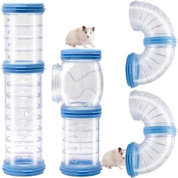 8 Pack Hamster Tunnel, DIY Hamster Tubes Adventure External Transparent Hamster Cage Accessory for Small Pet