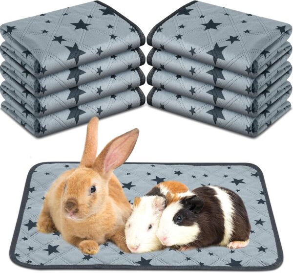 8 Pcs Bulk Guinea Pig Pee Pad Reusable Washable Guinea Pig Cage Liners Guinea Pig Fleece Bedding Absorbent Guinea Pig Accessories Non Slip Guinea Pig Mats for Cages with Star Patterns (18 x 24 Inch)