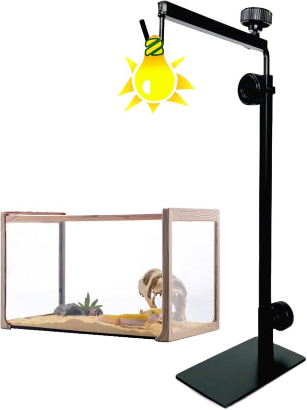 ATB-GIFT Adjustable Reptile Lamp Stand(16 to 25.2 Inch), Landing Lamp Holder Bracket with Base for Reptile Glass Terrarium Heating Light