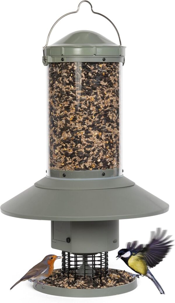 Automatic Bird Feeder for Garden and Wild birds - Jacobi Jayne Auto-Feeder - Automatic no-spill Transparent Bird Feeder with Timer Activation.