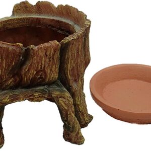 Bexdug Gecko Hide | Funny Tree Trunk Small Reptile Hide,Feeding Habitat, Aquarium Accessories, Reptile Resin Shelter with Food Tray, Underwater Landscape