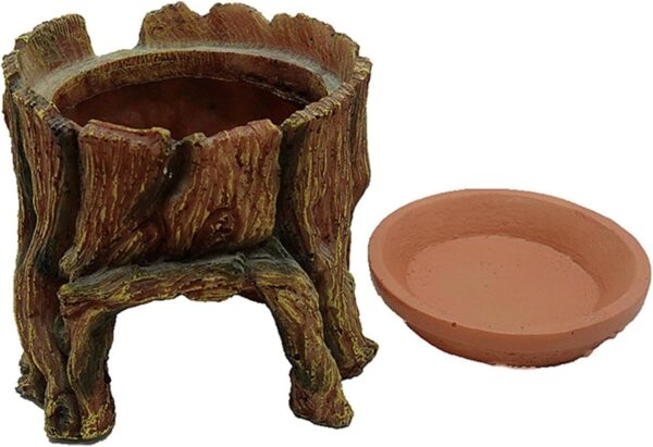 Bexdug Gecko Hide | Funny Tree Trunk Small Reptile Hide,Feeding Habitat, Aquarium Accessories, Reptile Resin Shelter with Food Tray, Underwater Landscape