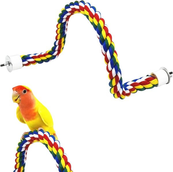 Bird Perch Stand,Colorful Bird Parrot Perch Cage Rope,31.5 Inches Cage Bird Toys Swing Parrot Cage Toys Accessories for Parakeet Cockatoo Cockatiel Conure Lovebirds Finch Canaries