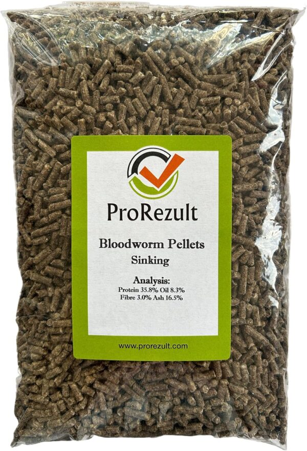 Bloodworm Pellets Dried Fish Food 250g Pack 3mm Sinking for Tropical, Koi and most fish. Natural Pellets, no added Colouring or Dye.