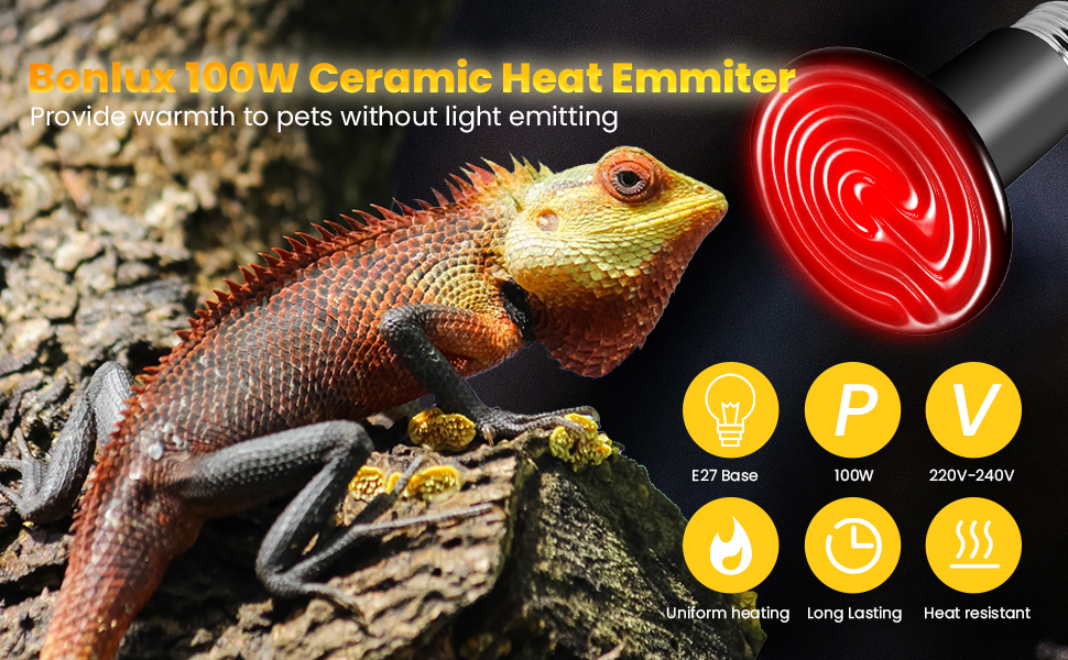 Black Ceramic Heat Emitter for Reptile