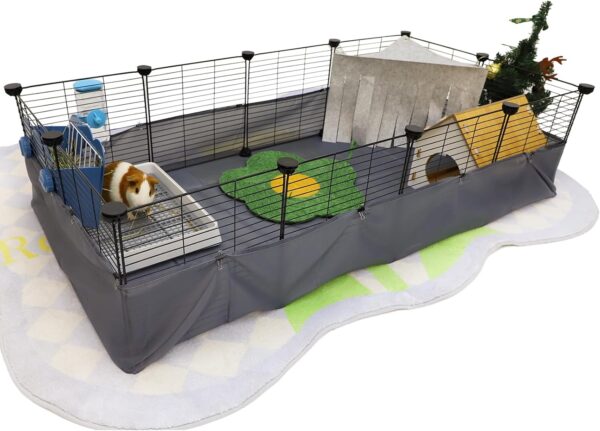 CHEGRON Guinea Pig Cages with Liner 48x24x12inch C&C Small Animal Cage Pet Puppy Dog Playpen Indoor Rabbit Chinchilla Hedgehog Habitat Fence DIY 12PCS Metal Grids with Bottom