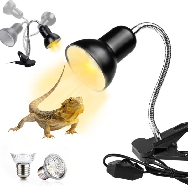 CarPlusStudio Tortoise Heat Lamp - Basking Lamp for Tortoise, Reptile Heat Lamp with 2 Bulbs 25W/50W UVA UVB, Heat Lamp Spotlight for Aquarium, Terrarium & Amphibian